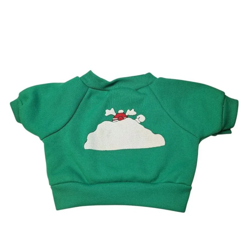 Bear‎ Doll Sweatshirt Vintage Double Sided Winter Christmas Snow Green Dress Up